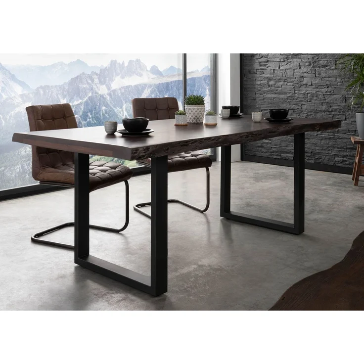 Baumtisch Akazie 220x100x77 braun lackiert / U-Beine anthrazit matt FREEFORM 5 – Bild 7
