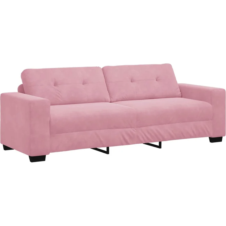 vidaXL | 3-Sitzer-Sofa | mit Kissen Rosa Samt 4105137 – Bild 1