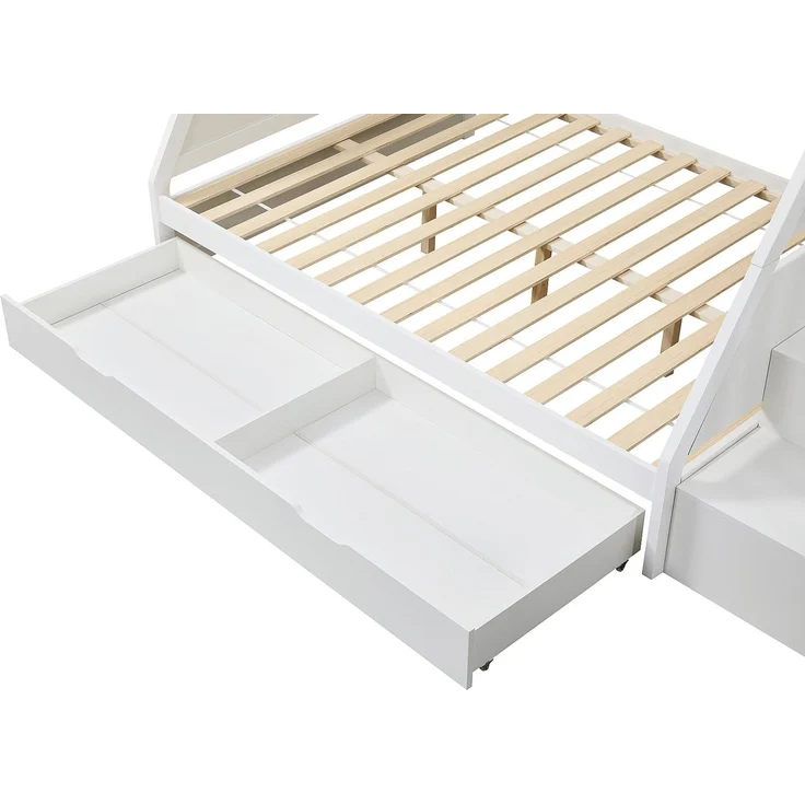 Vente-unique - Etagenbetten 90 und 140 x 190 cm mit Stauraum - Kiefer und MDF - Weiß - LAKAYO – Bild 6
