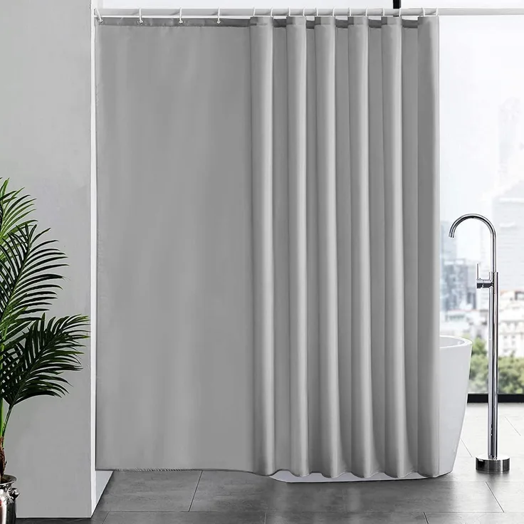Furlinic Duschvorhang Überlänge Antibakteriell wasserdicht 240x180cm Grau 16