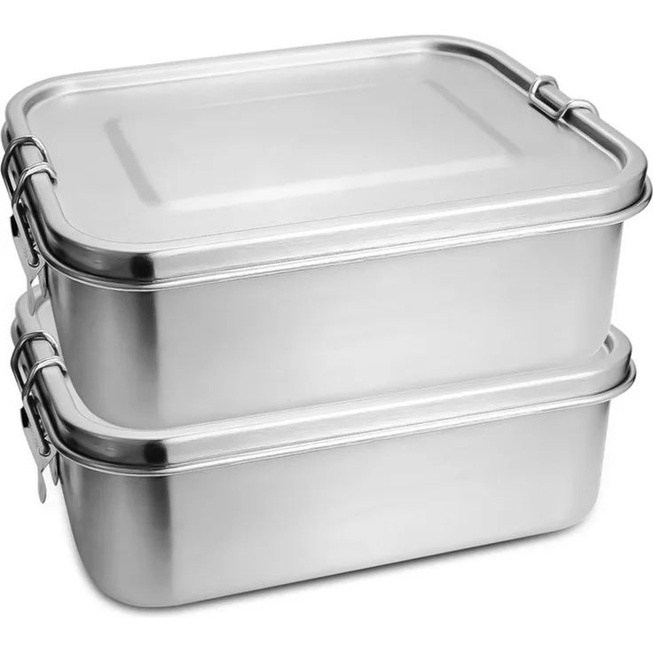 Clanmacy Lunchbox Edelstahl Brotdose mit Fächern Auslaufsichere Lunchbox BPA frei, Edelstahl, (Packung, 1400ml, 1200ml, 800ml), Edelstahl, BPA-frei, plastikfrei, Auslaufsicher