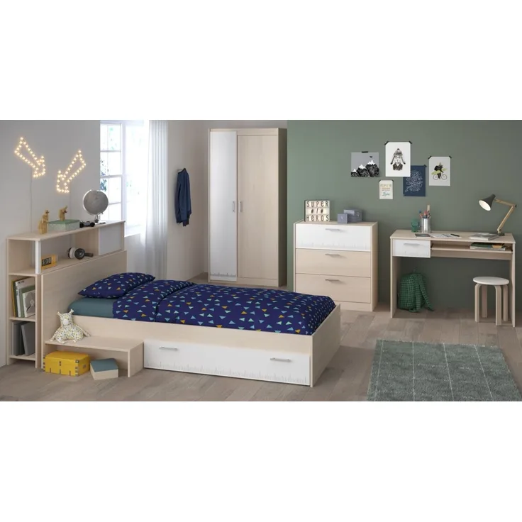 Parisot Kinderzimmer Charly in Akazie und weiß Jugendzimmer Set 5-tlg.