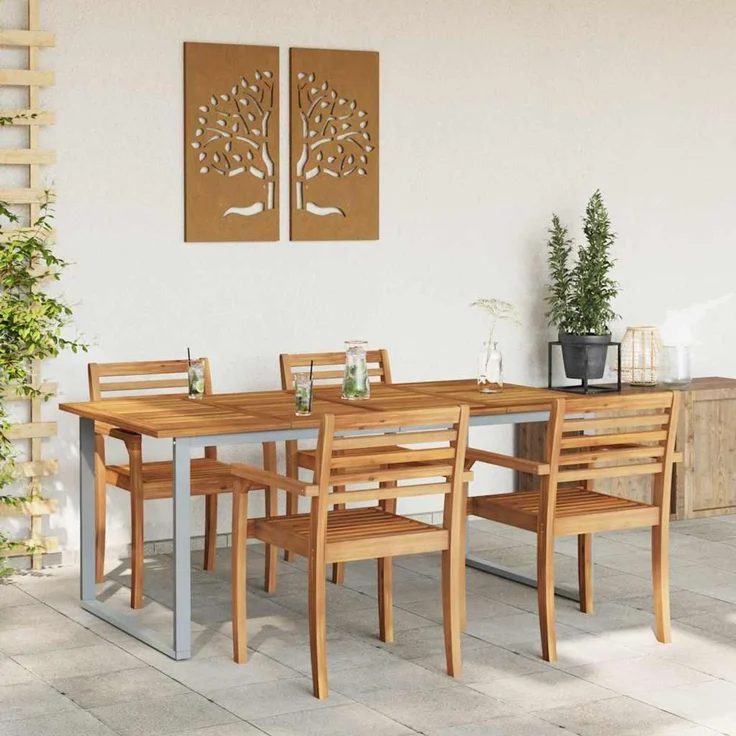 vidaXL Gartentisch Grau 180 x 90 x 75 cm Massivholz Akazie 4010596 – Bild 4