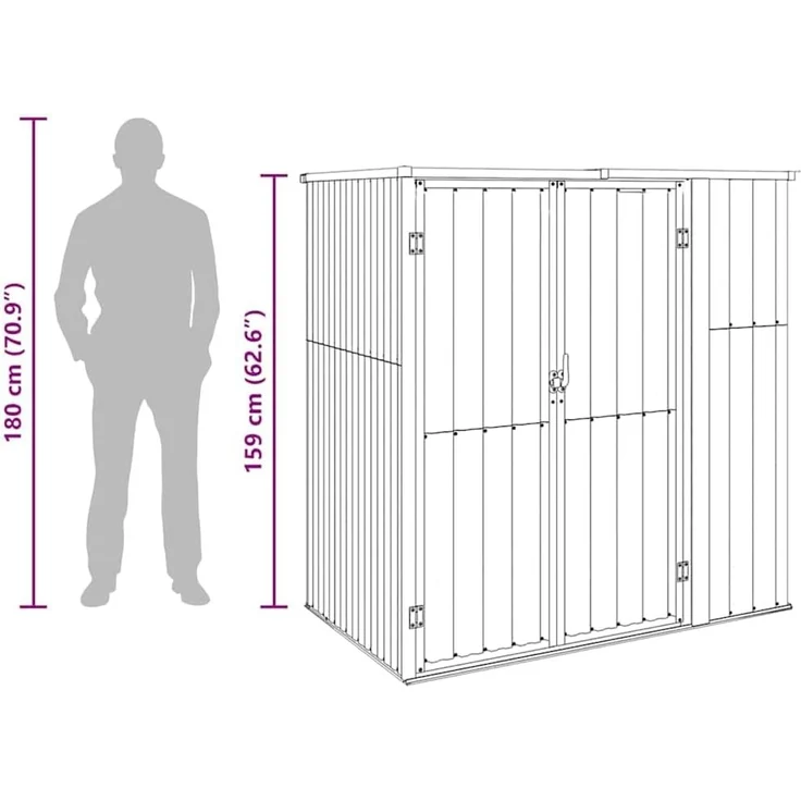 vidaXL Gerätehaus Grau 161x89x161 cm Verzinkter Stahl 316210 – Bild 9