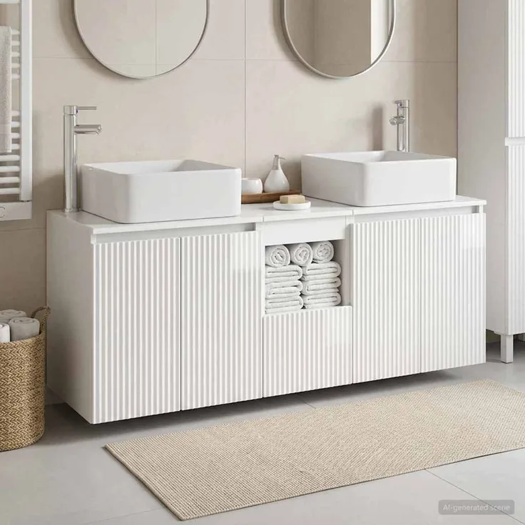 vidaXL Badezimmerschrank-Set 3 stk. Hochglanz Weiß 129 x 41 x 80 cm 3405641