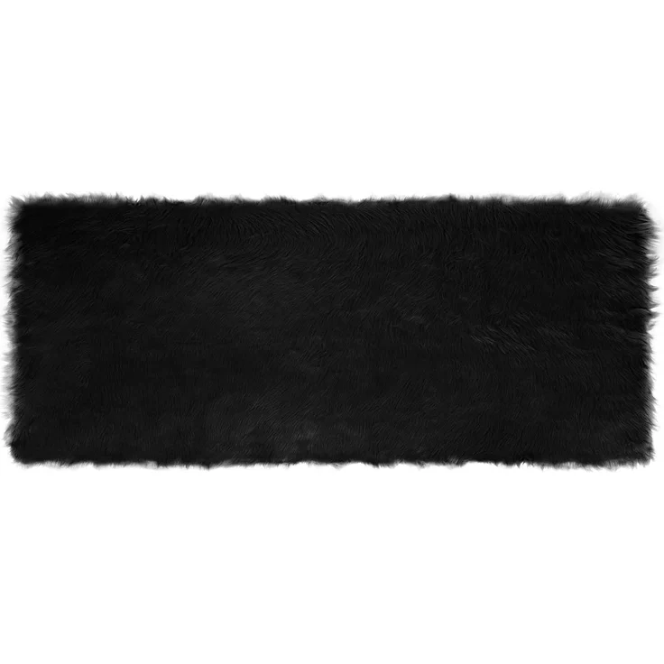 vidaXL Kunstschaffell Teppich Tafalla Schwarz 80 x 200 cm Polyester 42021567 – Bild 1