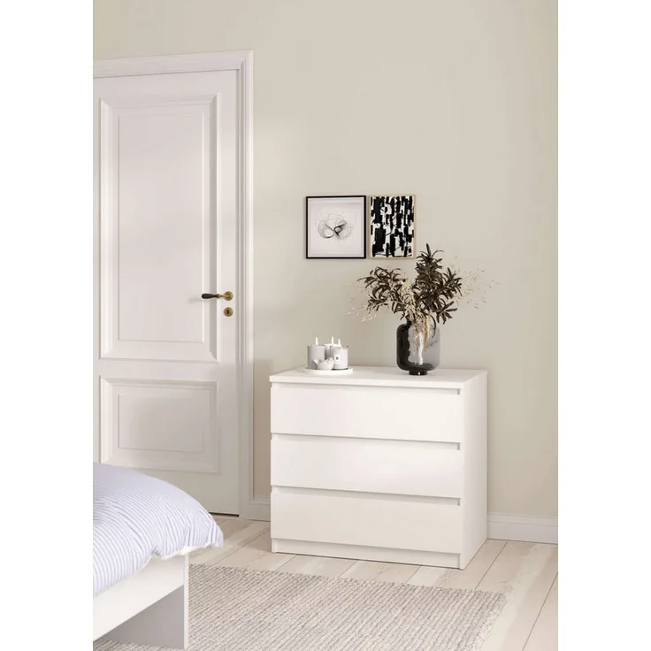 Home affaire Kommode Naia - 3 Schubladen mit griffloser Front, Made in Denmark (Breite: 77 cm, mehrere Farben), Viel Stauraum, zeitloses & skandinavisches Design, Metallgleiter