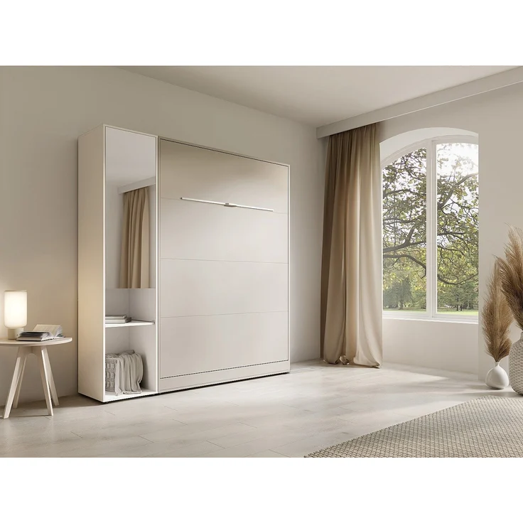 Vente-unique - RAPILI - Schrankbett - Metall - Beige, Weiß - 229 x 239.2 x 225.2 cm – Bild 3