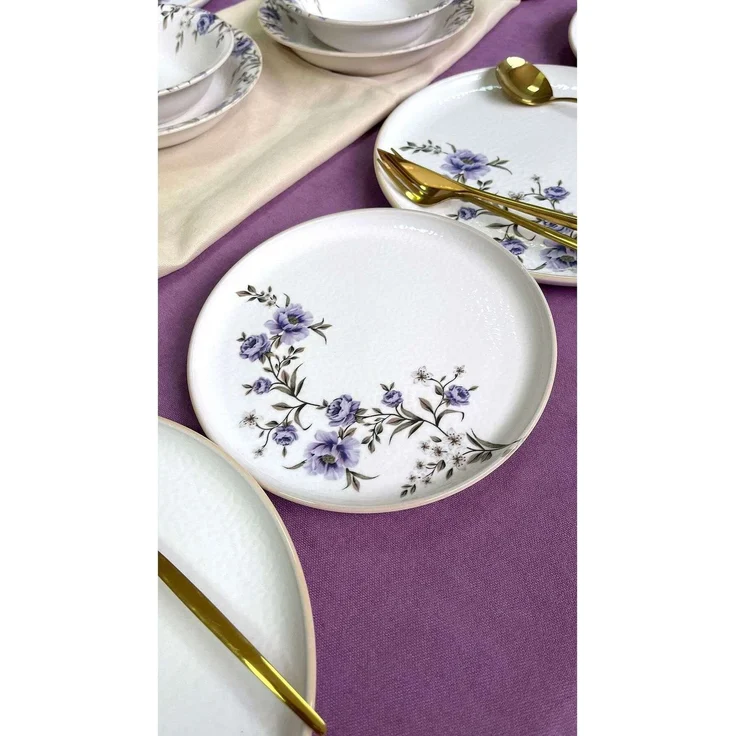 Hermia Concept 'RolyefliLux24' Tafelservice (24-teilig), Weiß / Lila, 26 x 26 x 2,5 cm – Bild 2