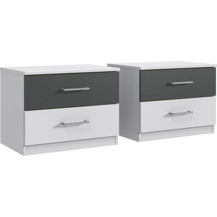 Bett-Set >ANGIE< in WEISS + GRAPHIT - 241x81x210cm (BxHxT) – Bild 3