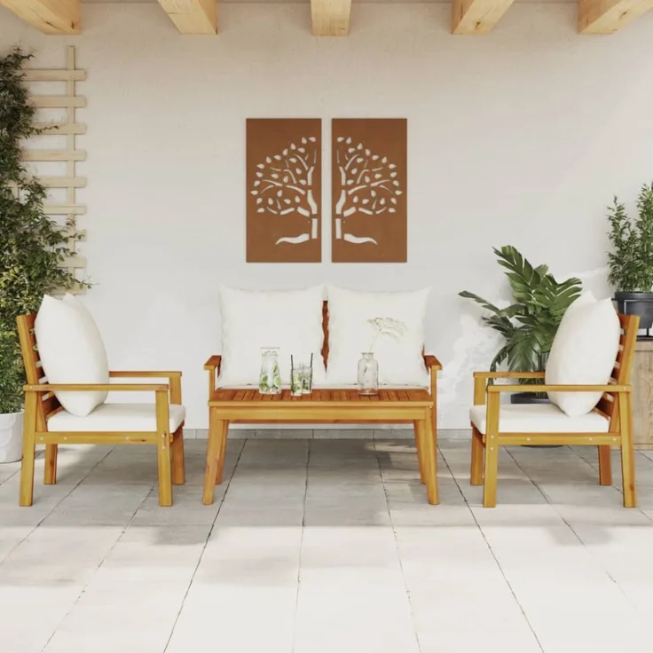 vidaXL 4-tlg. Garten-Lounge-Set mit Kissen Massivholz Akazie 3211795