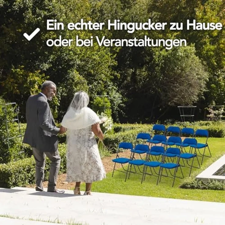 Brixy Klappstühle - 2er Set - Klappstühle - Samt - Esstisch Stühle - Klappstühle - 43 x 47 x 80 cm - Stühle - Blau – Bild 7