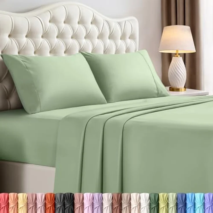 Utopia Bedding Bettwäsche-Set für King-Size-Bett, 4-teilig, gebürstete Mikrofaser, schrumpft und lichtbeständig, pflegeleicht (King-Size-Bett, Salbei) – Bild 2