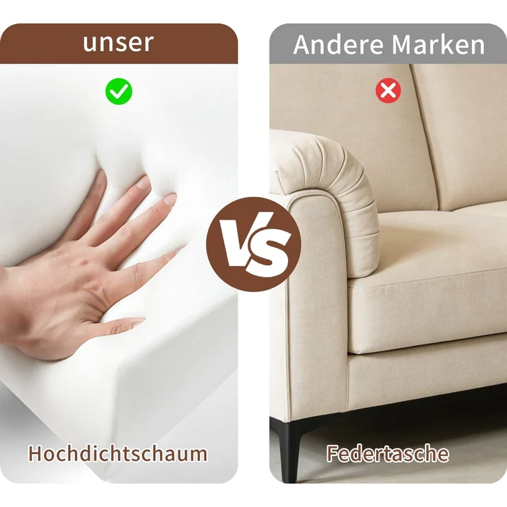 EINHOM Modernes gekrümmtes Bouclé Ecksofa, 3-Sitzer Kompressionssofa, bequem & stilvoll für Wohnzimmer & Apartment, einfache Montage – Bild 7