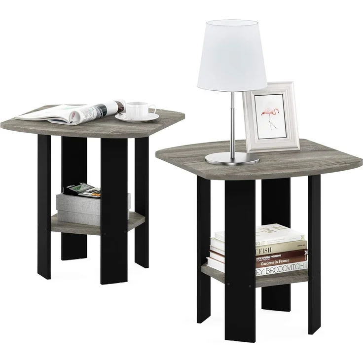 Furinno Simple Design Beistelltisch, holz, Französische Eiche grau, 50.8 x 50.8 x 49.78 cm