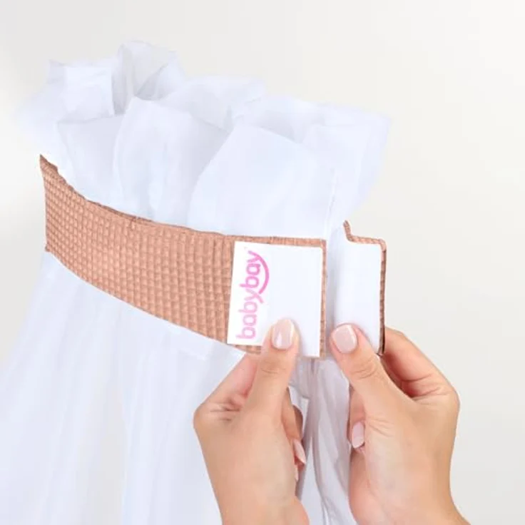 babybay Himmel Waffelpiqué mit Band passend für alle Modelle bis 96 cm Länge, apricot rosé – Bild 5