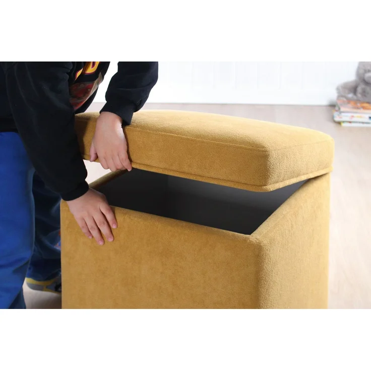 Hanah Home 'Oliver - Mustard' Pouffe, Senf, 46 x 43 x 46 cm – Bild 4