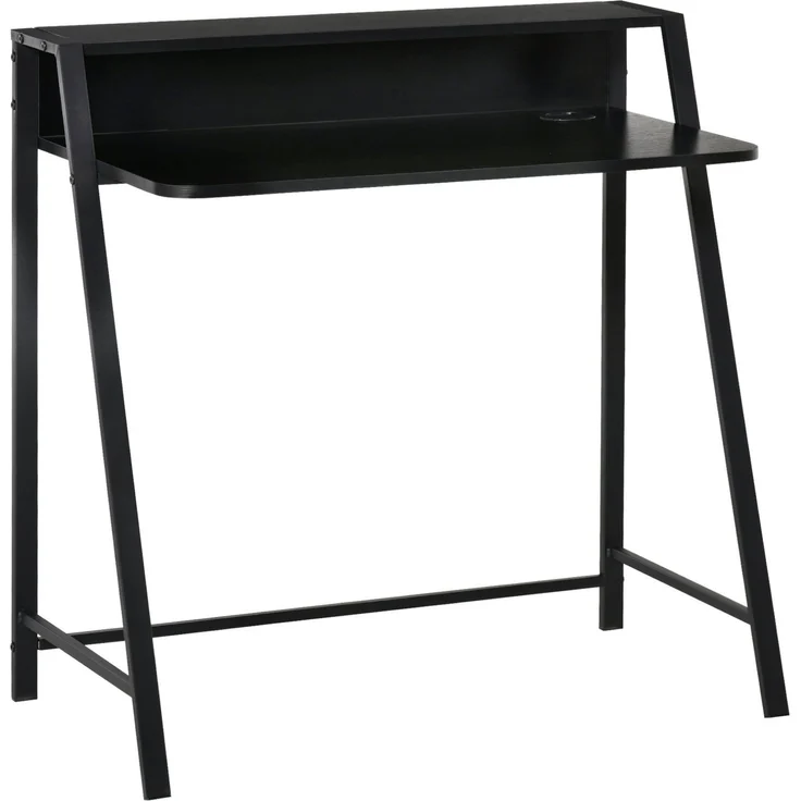 Schreibtisch aus MDF mit Ablage und Kabeldurchlass, 84x45x85 cm, Schwarz – Bild 2