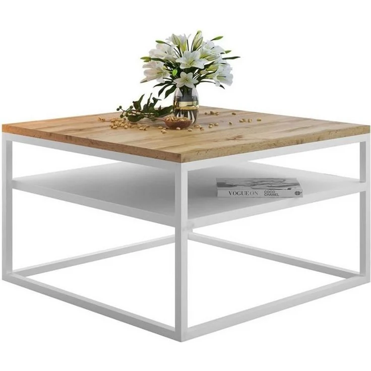 Lookway Couchtisch NOVA LOFT mit Ablage auf weißem Gestell (1x Tisch), Breite: 68,5 cm – Bild 4