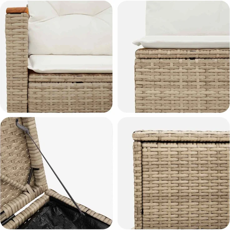 vidaXL Sofa Set 5 stk. Beige und Cremeweiß Polyrattan und Stahl 3447938 – Bild 6