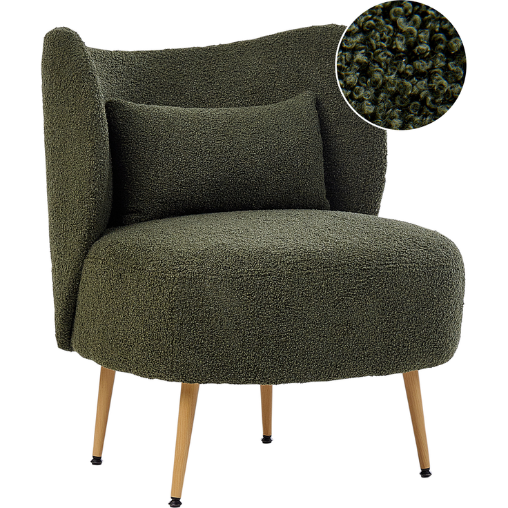 Sessel OTSBY II mit Kissen Bouclé Dunkelgrün