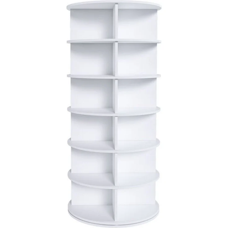 OKWISH Schuhschrank Regal 60 x 60 x 184 cm drehbar, 7 Ebenen für 28 Paar Schuhe, weiß (Packung, 1-St, mit 360° Drehfunktion, extra hoher Boden für Stiefel) Platzsparend & Große Kapazität – Bild 4