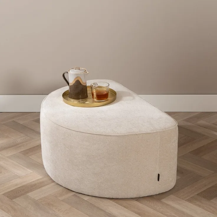 Bronx71 Hocker Lune halbrund Chenille beige