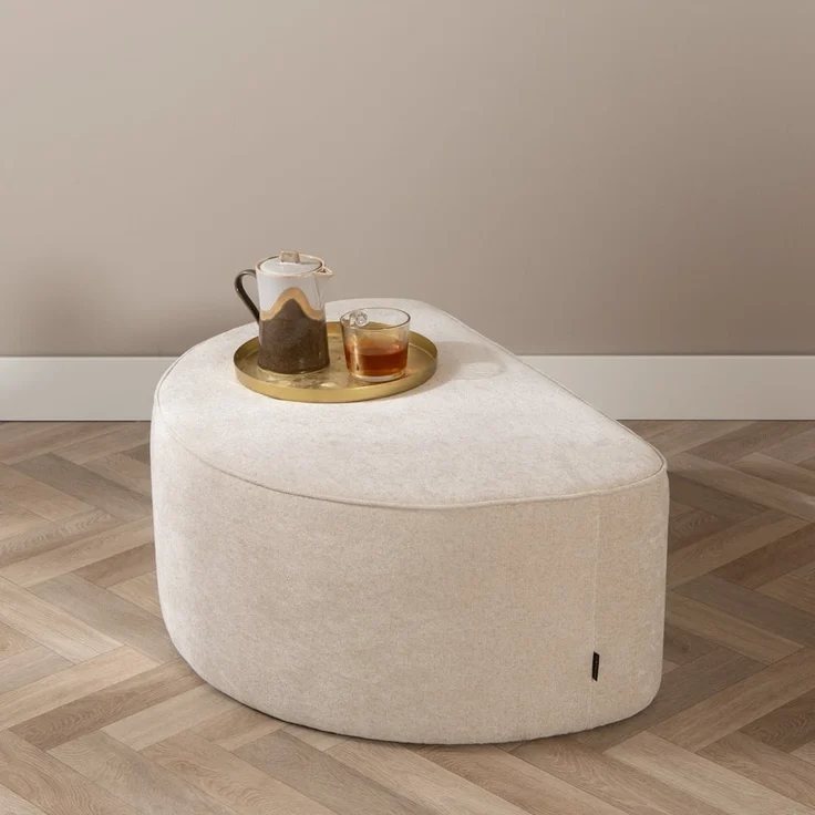 Bronx71 Hocker Lune halbrund Chenille beige – Bild 1