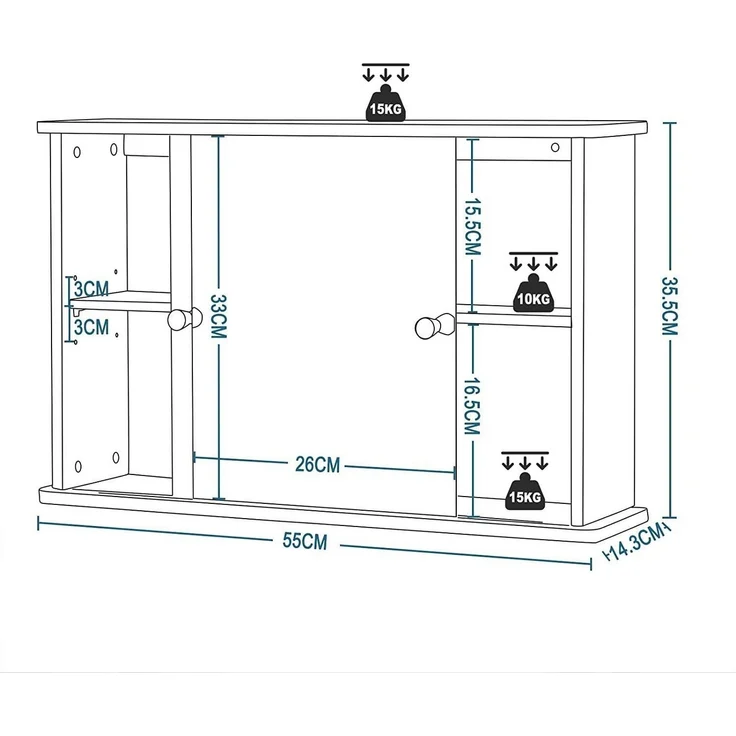 EUGAD Badezimmerspiegelschrank (1-St) mit Ablage, aus Bambus, 55x35,5x14 cm – Bild 2