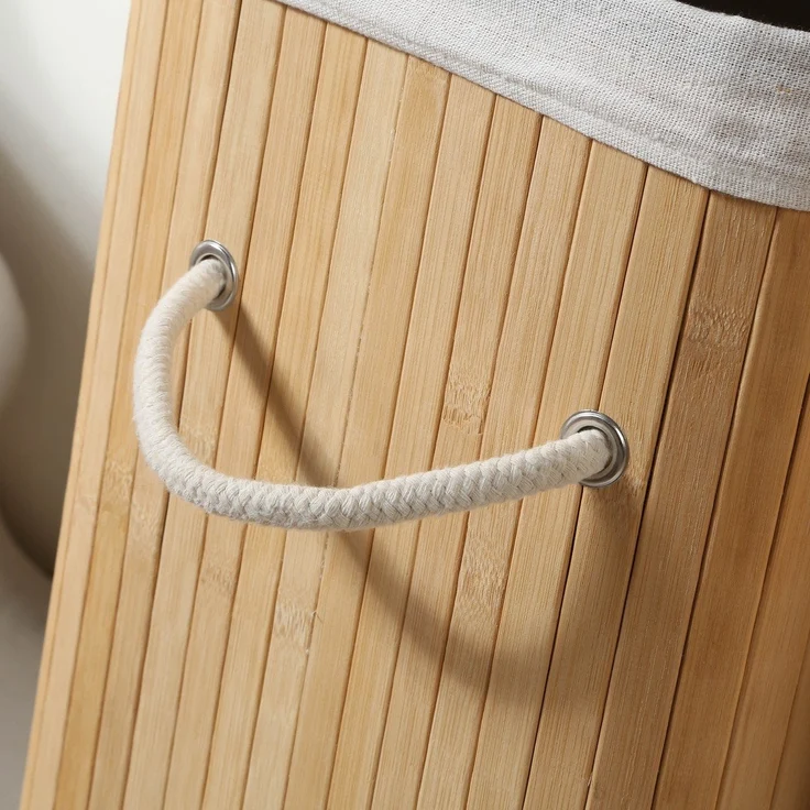 Calicosy Rechteckiger Wäschekorb aus Bambus 70L - H60 cm - Helles Holz – Bild 9