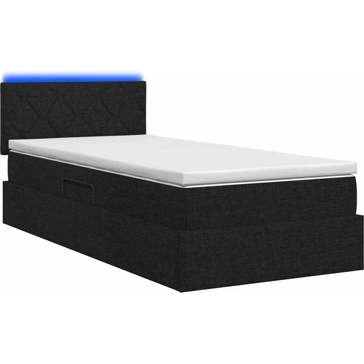 vidaXL LED-Speicherbett mit Matratze Schwarz 100 x 200 cm Stoff 3459107 – Bild 9