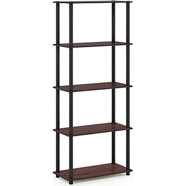 Furinno 5-Ebenen Mehrzweck-Regal, holz, Dunkle Kirsche/Schwarz, 29. 46x59. 94x145. 8 cm – Bild 6