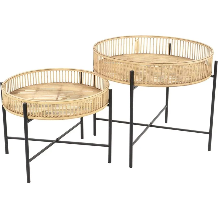 habeig Beistelltisch Beistelltisch Bambus im 2er Set Tisch Gartentisch Esstisch Couchtisch