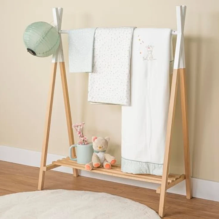 Nattou Große Kuscheldecke aus Baumwolle und Velours, Kuh Mila, 100x135 cm, Mila, Zoë und Lana, Weiß – Bild 5