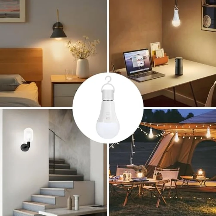 Dehobo Glühbirne Mit Fernbedienung E27 Aufladbare Glühbirne - 7W Glühbirne Mit Batterie Camping Lampe RGB Dimmbare - Akku Lampen Mit Timing Funktion für Weihnachten, Outdoor Lampe 2 Pack – Bild 2