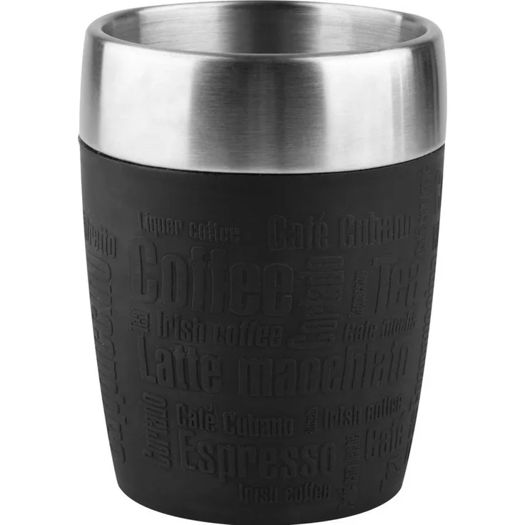 EMSA 'Travel Cup' Isolierbecher, Edelstahl, schwarz, 200 ml