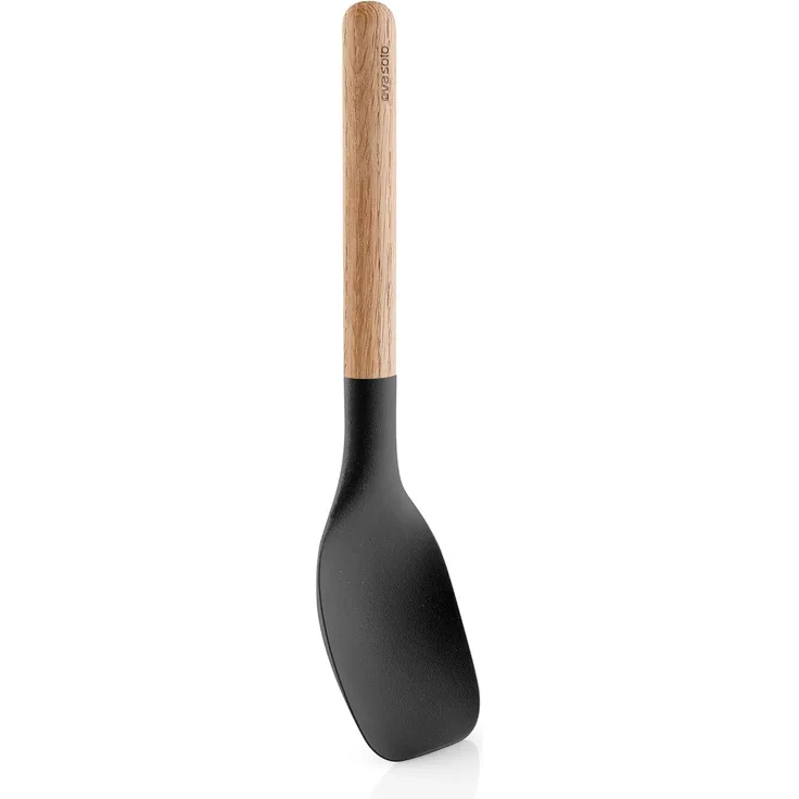 Eva Solo Nordic kitchen Servierlöffel, Vorlegelöffel, Gemüselöffel, Eichenholz/Silikon, Schwarz, Klein, 530458
