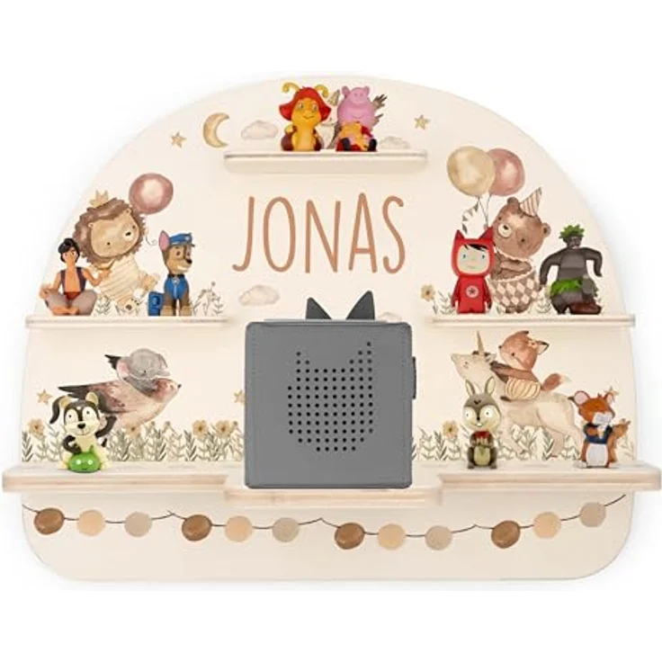 Kidsmood - Tonie Regal für Kinderzimmer, personalisiert mit deinem Namen - magnetisches Wandregal für Tonie Hör-Figuren & Tonie-Box - Tiere-Luftballon – Bild 7