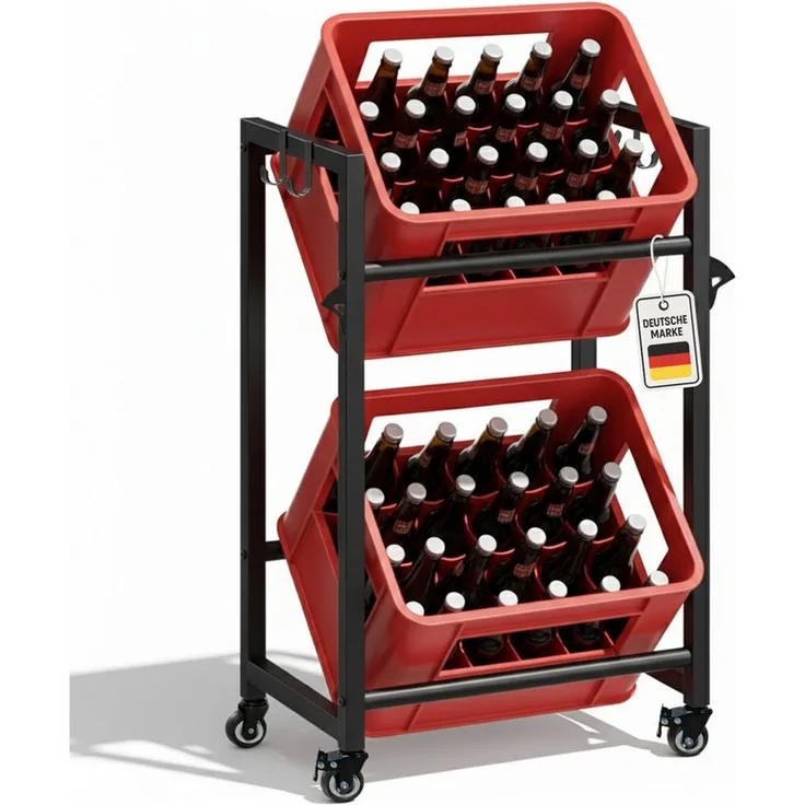 Roxlin Ablageregal Getränkekistenregal für 3/6 Kisten – Metallregal mit Ablage 300 kg, 02-tlg.