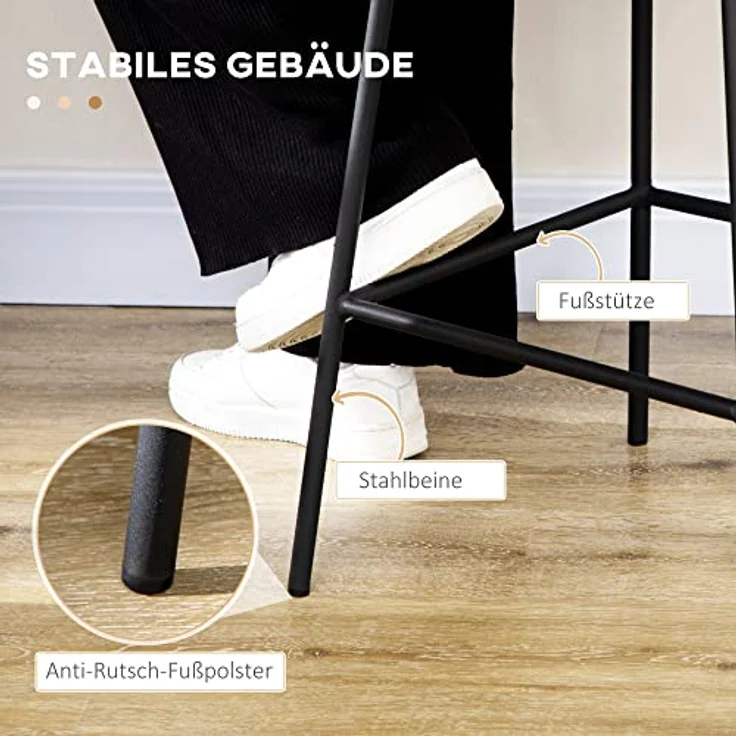 HOMCOM Barhocker Rattan Barhocker Satz (Barhocker, 2 St, Esszimmerstühle), Gelb+Schwarz 52 x 42,4 x 102 cm – Bild 6