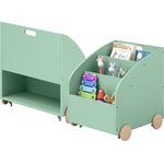 Bellabino 'Towy' Kinderbücherregal, grün, 43x40x43 cm, Holz, Spielzeugregal mit 3 Ablagefächern und Geheimfach