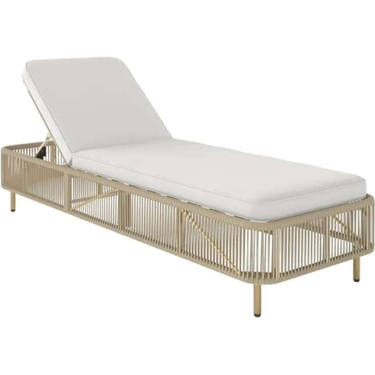 Outsunny Gartenliege Poly Rattan Sonnenliege, UV-beständige Relaxliege, 1 St, Outdoor Rattan Liege, 5-fach verstellbare Rückenlehne – Bild 1