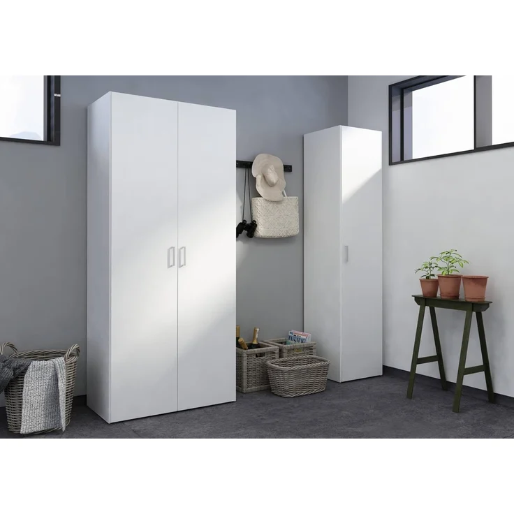 Dmora - Eintüriger Kleiderschrank mit DREI Innenregalen, Farbe Weiß, Maße 39 x 175 x 41 cm – Bild 4