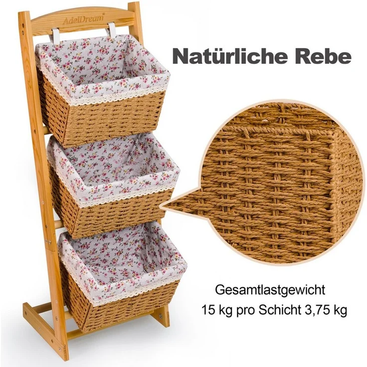 AdelDream Wäschekorb AdealDream Wohnzimmer-Aufbewahrungsregal multifunktionales Regal – Bild 3