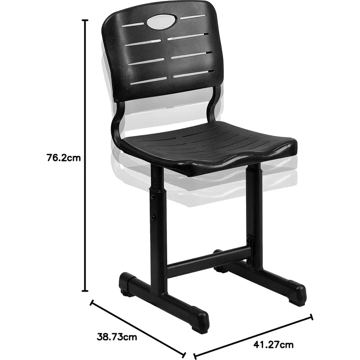 Flash Furniture Schreibtischstuhl für Klassenzimmer – Höhenverstellbarer Kinderstuhl von Grundschule bis Abschluss – Pflegeleichter Klassenzimmer-Stuhl – Schwarz – Bild 3