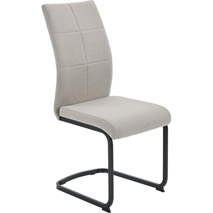 Hela Tische, 2er Set Schwingstuhl Esszimmerstuhl Turin, Webstoff Schlamm, Steppung, Oeko-TEX, Metallgestell Vierkantrohr Schwarz, belastbar 120kg – Bild 7