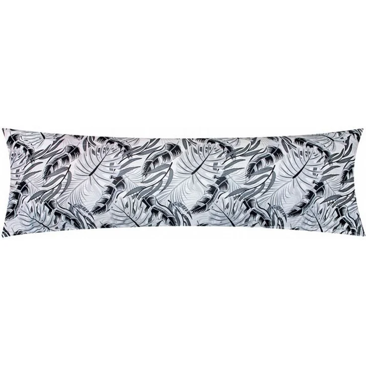 Heubergshop Seitenschläferkissenbezug, (1 Stück), 40x145cm Tropische Blätter Grau Schwarz 100% Baumwolle (KY-650/1) – Bild 1