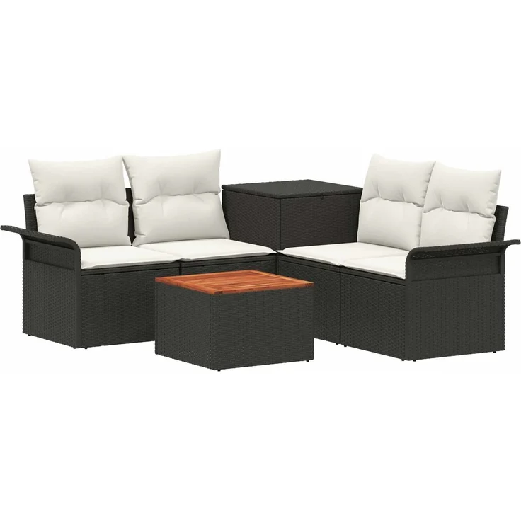 vidaXL Sofa Set 6 stk. 4-Sitzanzahl Schwarz und Cremeweiß 3447071 – Bild 2