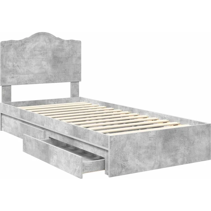 vidaXL Aufbewahrungsbett Beton Grau 75 x 190 cm Holzwerkstoff 3413558 – Bild 4
