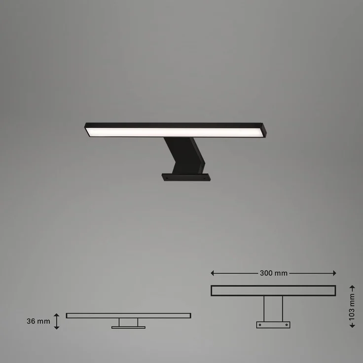 Briloner Leuchten - LED Spiegelleuchte, Spiegellampe IP44, Badleuchte, Badlampe 5 Watt, 500 Lumen, 4000 Kelvin, Schwarz, 300 x 103 x 36 mm (LxBxH) – Bild 6